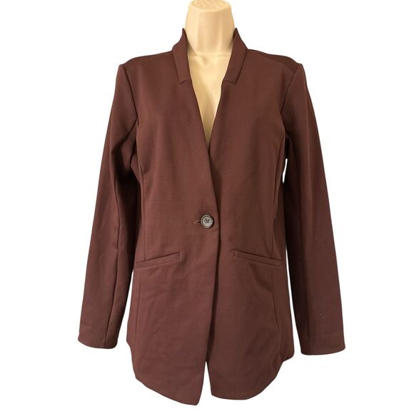 Duluth Trading Company Ponte Pro Blazer Jacket Womens Size 8 Wine - Picture 1 of 5